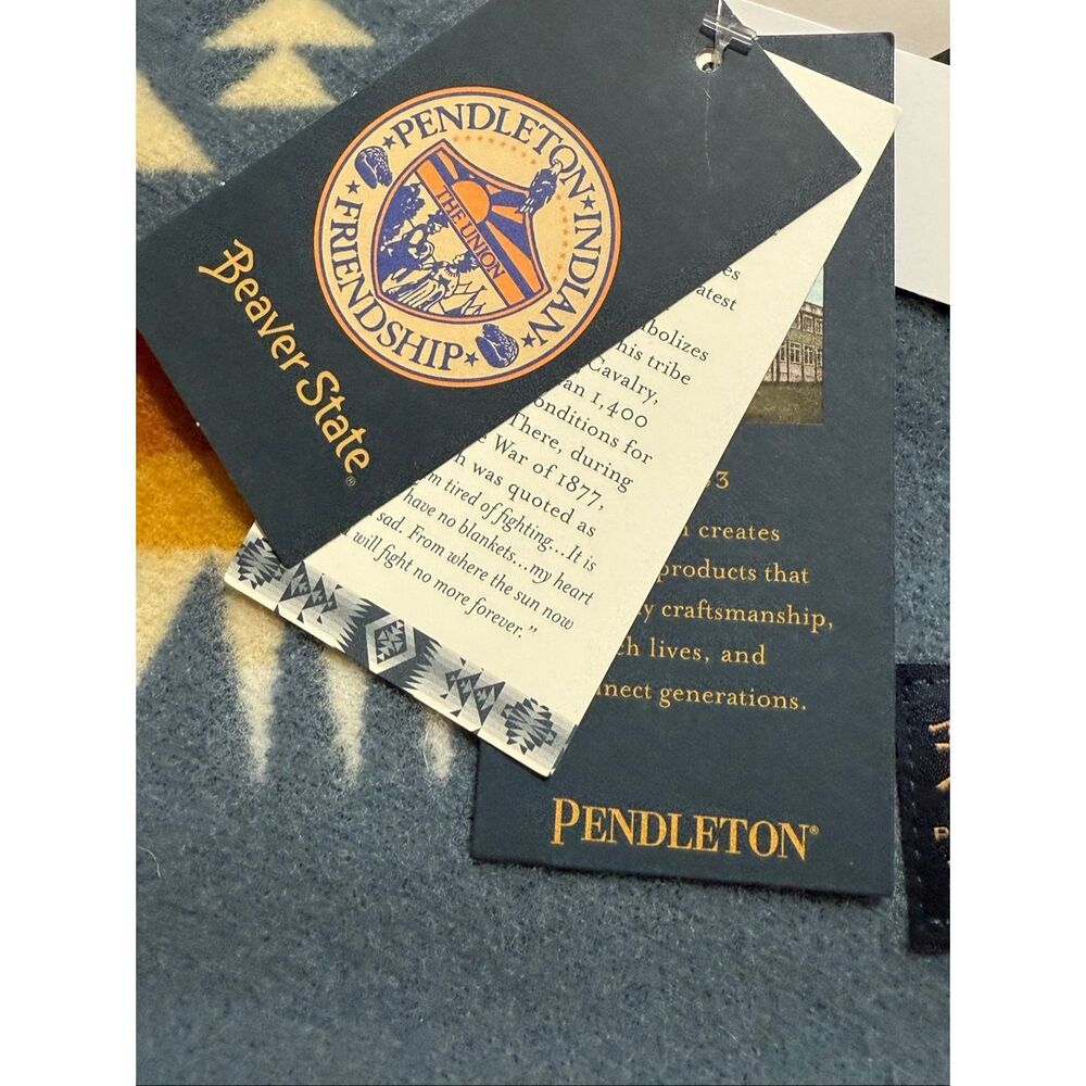 NWT Pendleton Beaver State Chief Joseph Wool Blend Blanket Slate Multi 64"x80" - Picture 7 of 14